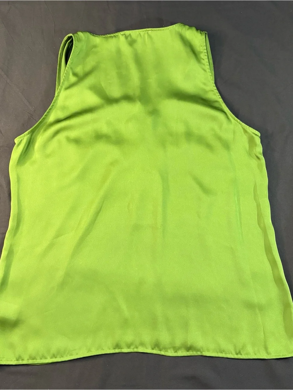 Michael Kors Lime Green Satin Lace-Up Tank Top L